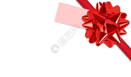 贴有带彩带的礼品卡纸条 装饰品 惊喜 周年纪念日 圣诞节 丝带图片
