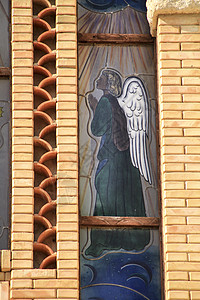 圣玛利亚玛格达莱纳圣殿的玻璃上的守护天使 宗教 阿利坎特图片