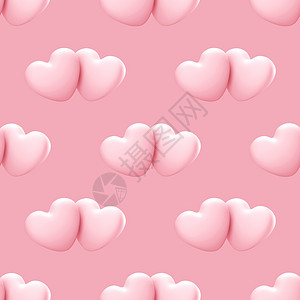无缝模式与几个粉红色的 3d 心 爱无缝模式 情人节或婚礼的图案 3d 渲染图片