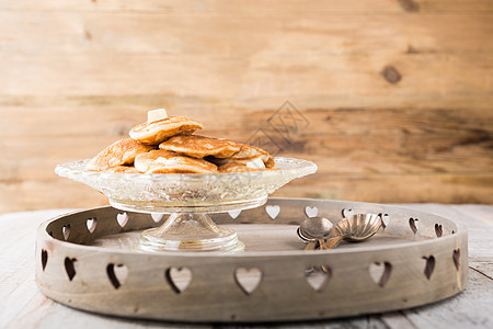荷兰迷你煎饼 叫做Poffertjes 食物图片