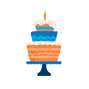 简单的矢量说明一个生日蛋糕和蜡烛图片