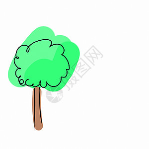 白色背景卡通风格的fir green 树图片