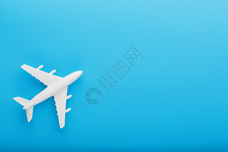 蓝色背景的客运模型飞机 免费文本空间 空格 玩具 航空图片