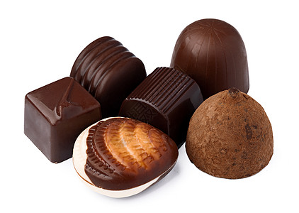白色背景的巧克力糖果甜食孤立于白底 奢华 食物图片