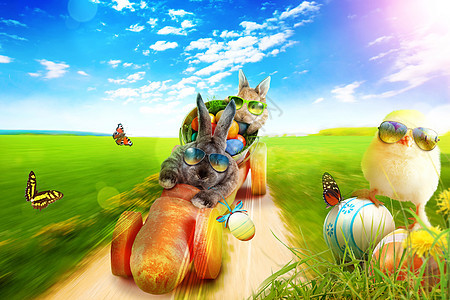 有趣的复活节兔子 复活节快乐的概念 宠物 啮齿动物图片