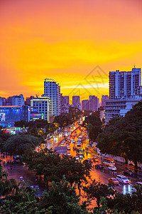 海南三亚市 雨和明亮的橙色天空 旅游 晴天图片