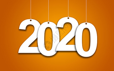 橙色背景下的2020年新年图片