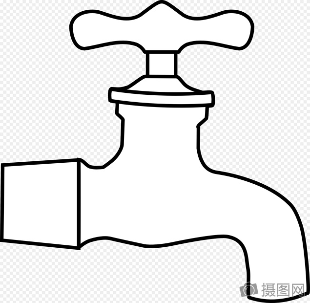 手绘自来水水龙头矢量图