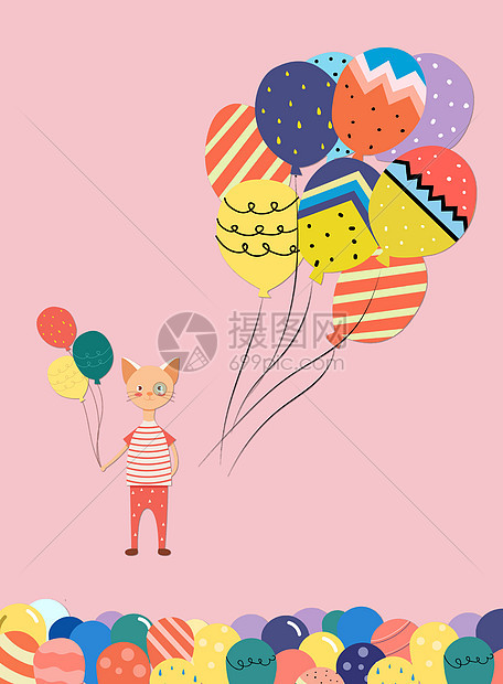 扁平卡通气球背景图片