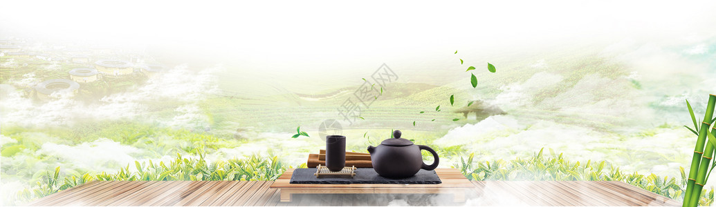 贵州梯田电商茶叶海报背景图设计图片