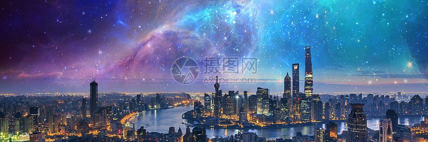 璀璨星空海报背景图图片