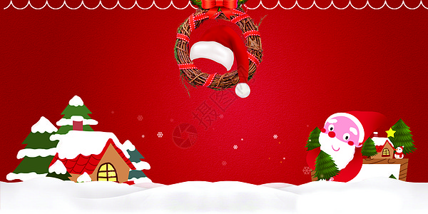 圣诞节主题红色圣诞节banner背景设计图片