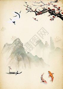 中国风水墨海报背景图片
