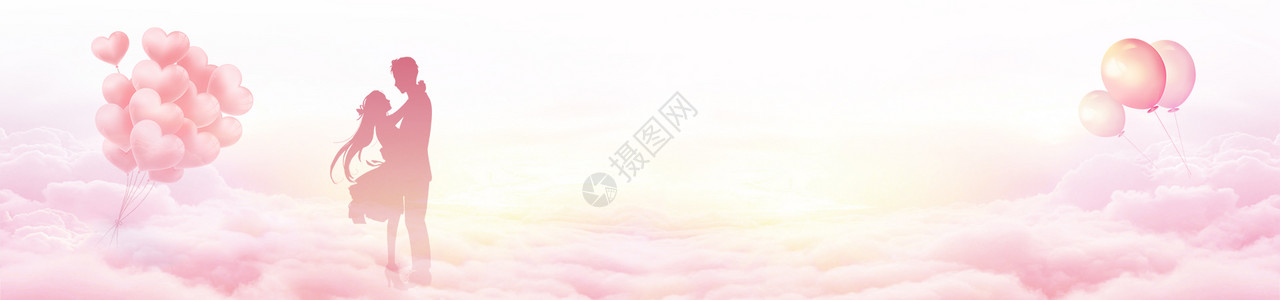 粉色浪漫背景图片清新banner背景海报设计图片