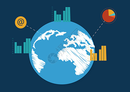 金融广告背景地球联通背景插画