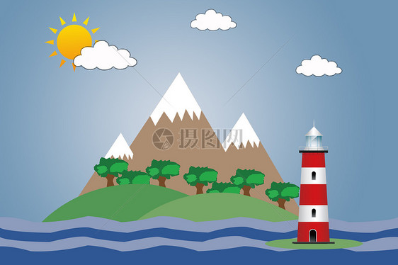 手绘创意海岛