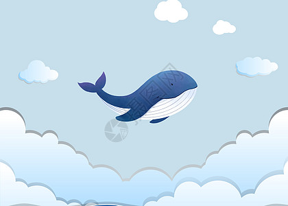 小鲸鱼插画云里小鲸鱼高清图片