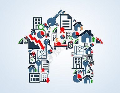 房地产金融图标设置房屋轮廓背景图片