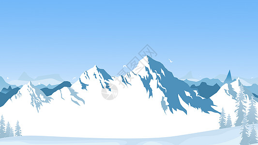 白色矢量图冬季雪山矢量图插画