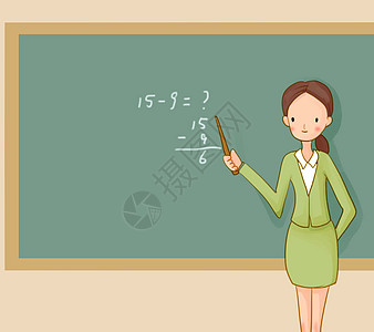 卡通素材数学手绘上课的老师插画