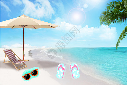 海边太阳伞海边夏日设计图片