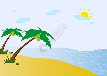 阳光沙滩椰树背景图片
