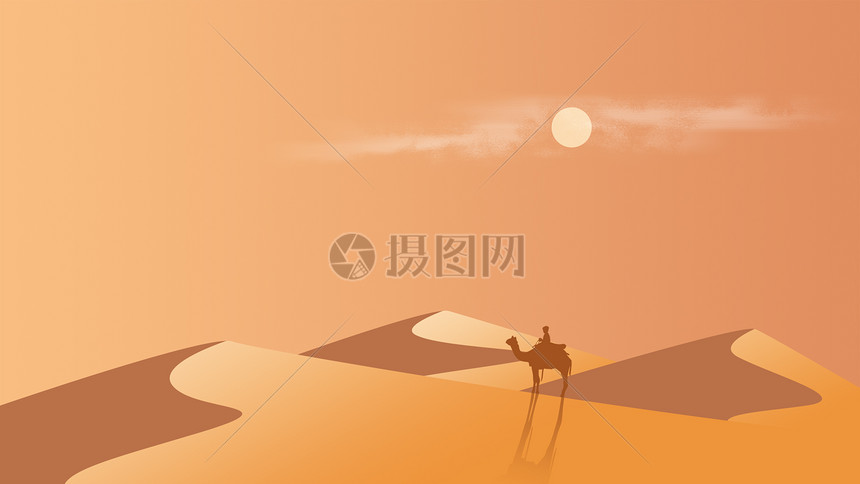 手绘沙漠背景素材图片