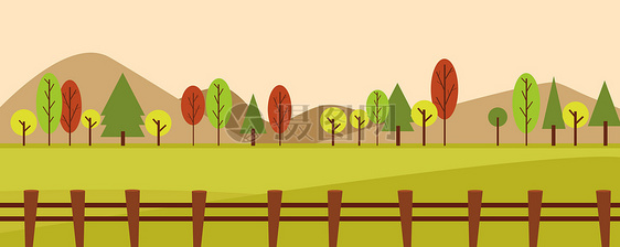 秋季自然风景插画图片