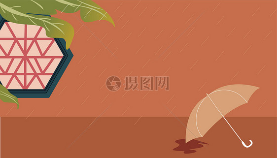 一场秋雨插画图片