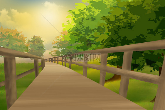 森林里的木桥环境背景图片
