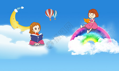 天空少女开学设计韩风高清图片