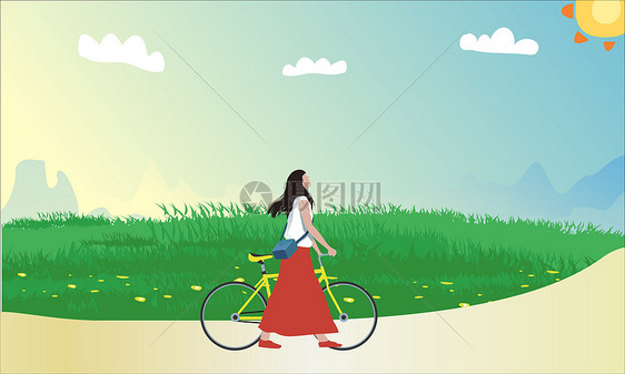骑单车的女孩图片