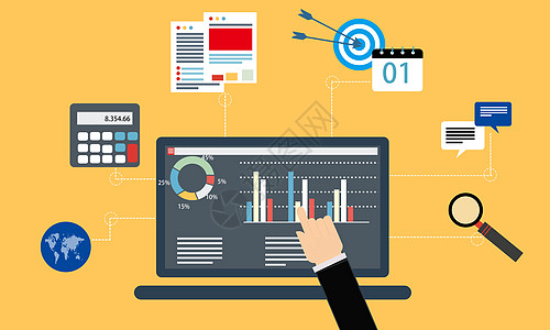 商务电脑素材商务报告分析插画