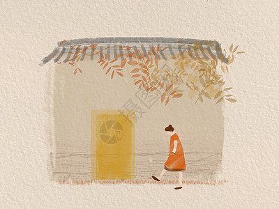手绘中国风孤单奎文门高清图片