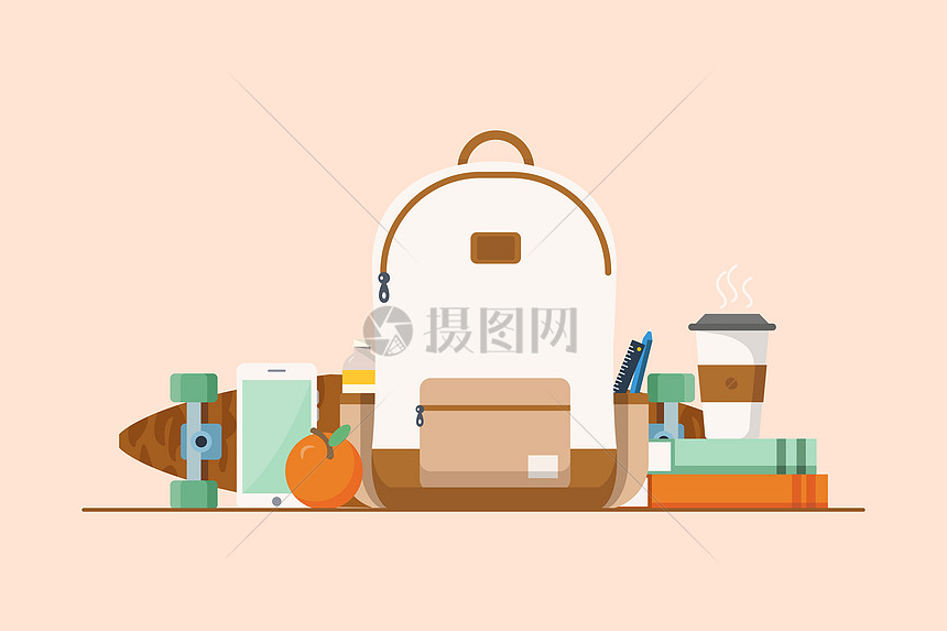 学生用品矢量插画图片