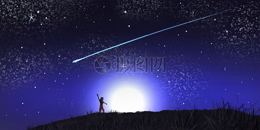 流星雨银河插画