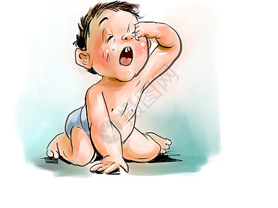 哭泣的婴儿宝宝啼哭插画
