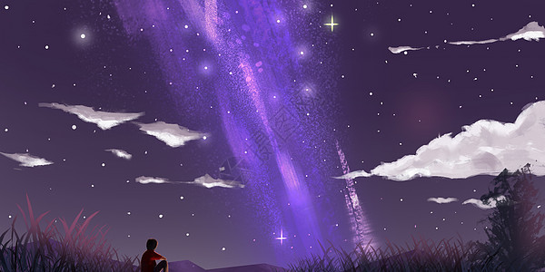 银河夜空星云插画背景图片