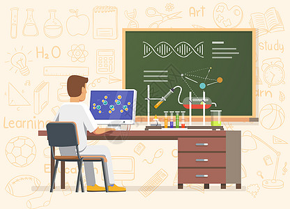 学习做实验矢量图电脑高清图片