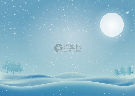 下雪的冬天郊外的月亮图片