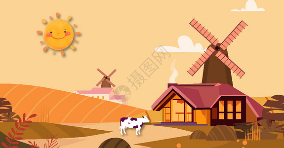 美丽农场小屋风景设计图片