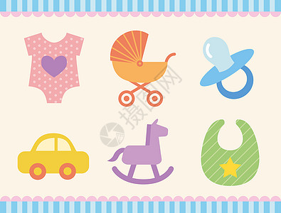 车儿童婴儿用品图标插画