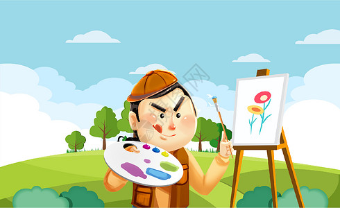 卡通画画儿童美术教育设计图片
