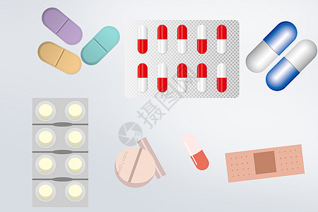 食品健康医疗科技药物药片插画