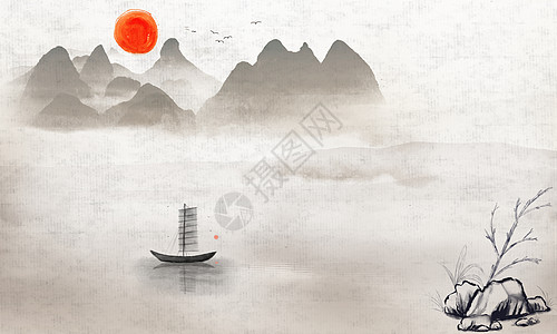中式水墨画古风水墨背景设计图片