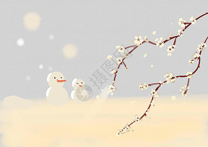 冬至下雪插画图片