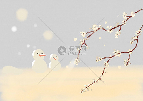 冬至下雪插画图片