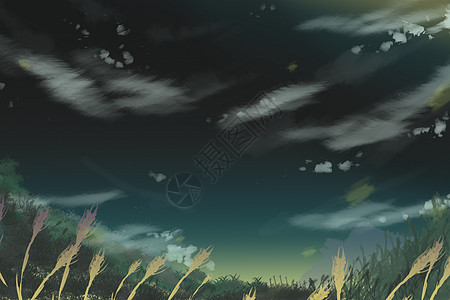 夜空风景插画图片