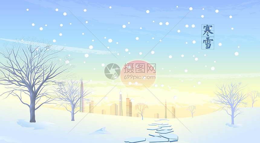 寒冬城市雪景