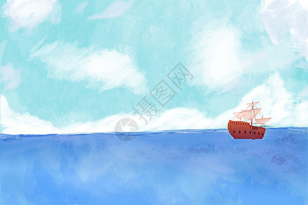 ps素材海面上的小船插画